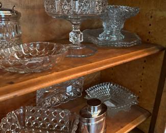 Pressed glass hobnail glassware