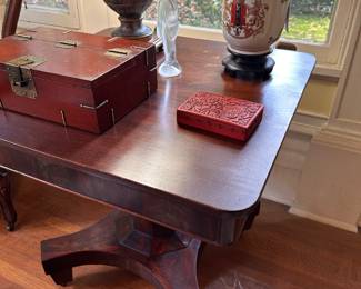 Square center pedestal table