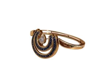 Gold Sapphire Teardrop Diamond Bracelet