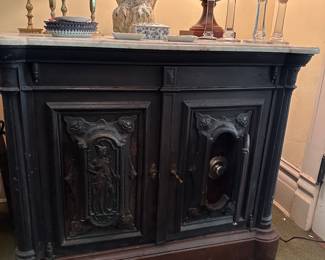 Iron and wood marble top safe Herring & Co NY