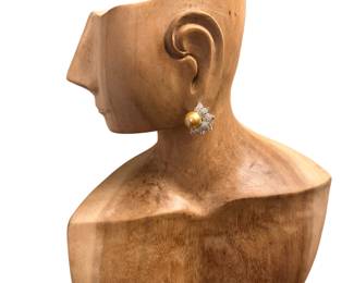 18K Gold Gold South Sea Pearl & 1.23 ctwt diamond earrings