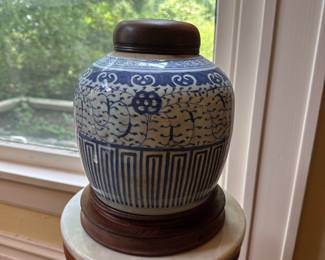 Antique blue and white urn