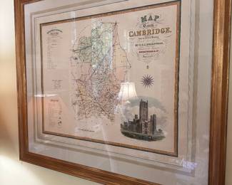 Antique map of Cambridge, England