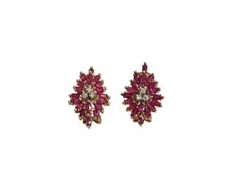 14K Ruby & Diamond Earrings