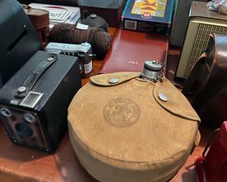 Antique camping gear and cameras