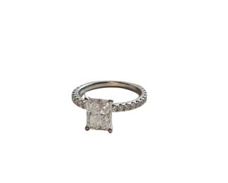 2 Carat Cushion Cut set in 18k white gold with diamonds