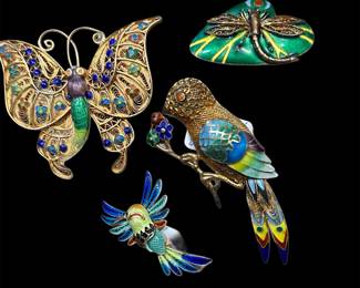 Vintage Enamel Brooches