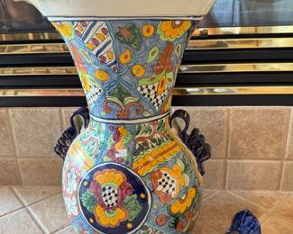 Vintage Hand painted Ceramic Floor Vase