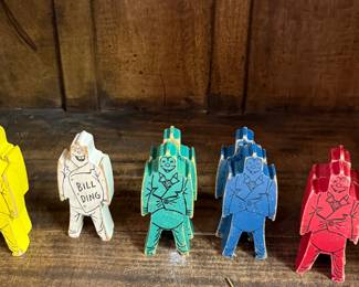 Vintage 40-50s Bill Ding Stackable Wooden Clown Toys