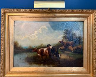 Antique 1875 Dutch Pastoral Oil Painting Signed W Gray