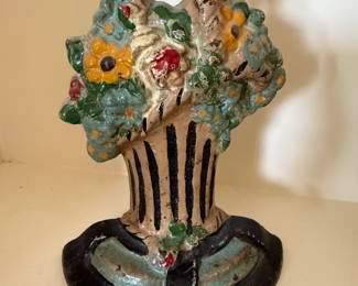 Antique French Flower Basket Door Stop