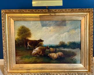 Antique 1875 Dutch Pastoral Oil Painting Signed W. Gray
