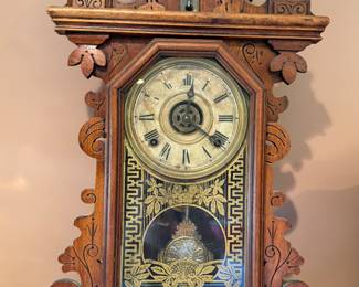 Antique 1890s Ingraham Pansy Mantle Clock