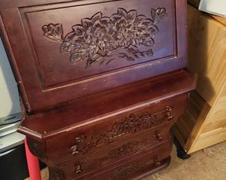 Antique Desk with Carved Front.