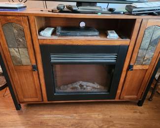 Contemporary Arts and Crafts tyle Media Cabinet with Fireplace.