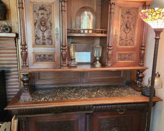 Fantastic piece...Antique 'Aristocratic' 1800's German Shurnk (Sideboard/Hutch). Hand carved fine grained Walnut. Found in Munich, Germany in an old Castle in the 1940's. Handcarved Cherubs.