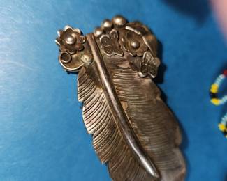 Sterling Silver Hair Piece by the famous (in our local world) 'Blackstar'. Native American local jewelry maker Blackstar who has since passed on...made some fastinating and wonderful jewelry.