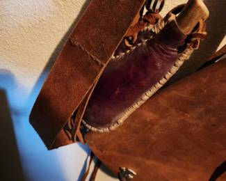 Leather Bag and MuzzleLoading Flask.
