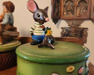 A collection of music boxes.