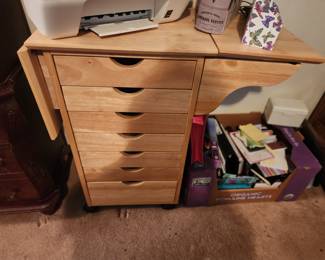 Drop Leaf Toll Cart with Drawers.