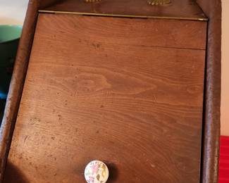 Antique Victorian Mahogany Coal Scuttle which has been used as a Bread Box.