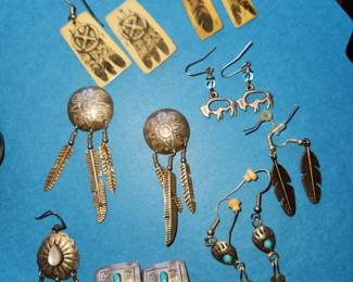 Silver Earrings some with Maker's Marks.