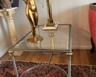 Pair of Maison Jansen Directoire Brass and steel side tables