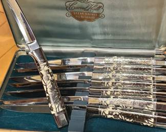Stunning Carvel Hall Silver Floral Knives and Original Box.