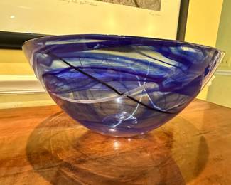 Brilliant Kosta Boda Center Piece Bowl, New in Box, 14" Diameter by 7"H.