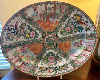 Antique Chinese Porcelain Famille Charger, 16".