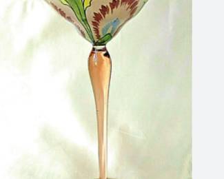 One of the Antique Theresienthal Meyr's Neffe Nouveau Enameled Wine Glasses Available, each Unique and Stunning! (C. 1905)