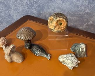 Adorable Selection of Figurines Including a Whimsical Petoskey Stone Mushroom!