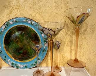 Additional Set of Rare Antique Myers Neffe Wine & Cordials Glasses Available.