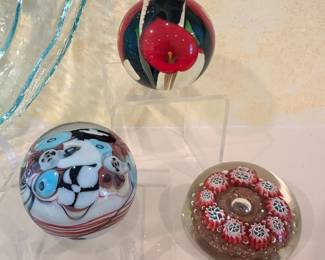 A Trio Of Stunning Paperweights, Each Signed, Including Scott Bayless,