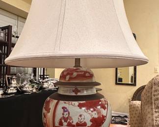 Distinctive Norman Perry Chinoserie Ginger Jar Porcelain Table Lamp.