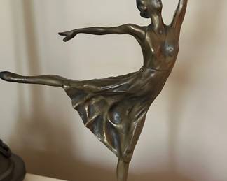Lovely "Ballerina" Bronze Figurine by Edward Degas, Signed and Numbered, 17" H, on 6" Marble Base.