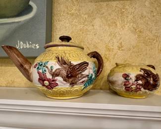 Vintage Majolica Style Tea Set.