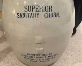 A Some Vintage Charm to your Decor with an Antique (C. 1910) 10 Gallon Superior Sanitary Churn, Northville, Mi.