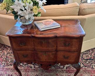 Lovely 2-Drawer BurlWood Side Table, 36"W x 20"D x 34"H.