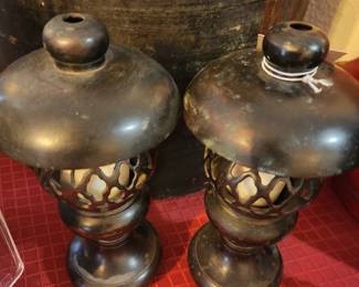 Pair of Japanese Bronze Alter Candleholders