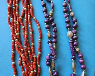 Coral Necklace...Silver and Purple Bead Necklace. 