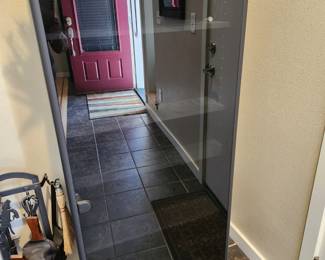 Contemporary Black Glass Front Cabinets. 