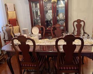 FORMAL DINING SET, 6 CHAIRS, MATCHING CHINA CABINET