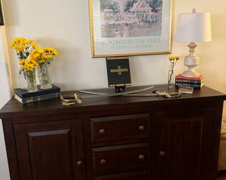 2ND BUFFET/CREDENZA, FRAMED PRINT, DECOR, SWORDS