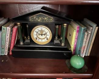 VINTAGE CLOCK, BOOKS, ETC