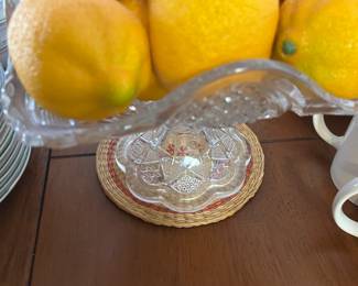 GLASS BOWL, ARTIFICIAL FRUIT