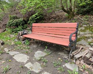 #506 Painted Wood & Cast Iron Bench 72x23x31