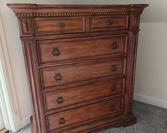 #303 6 Drawer Panel Chest w/ Pop Up Mirror & Valet 48x22x54