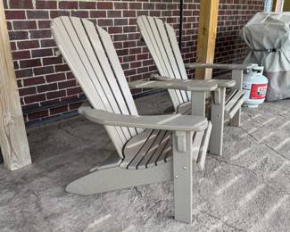 Large Beige Adirondack chairs, 2 available