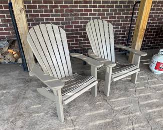 Large Beige Adirondack chairs, 2 available